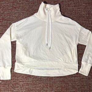 Sweaty Betty Cream High-Neck Pullover turtle neck crop long sleeve sweateshirt